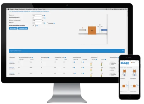 Produktfinder für Stoßdämpfer für Desktop-Anwendung oder Smartphone